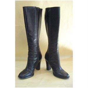 Ralph Lauren Black Leather Heeled Boots Ladies Size 6